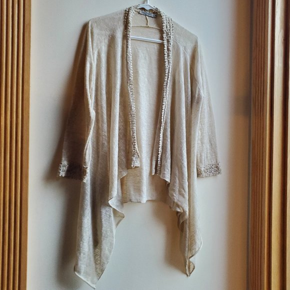 Elena Baldi Italian Beige Open Cardigan Size Medium - Picture 2 of 16